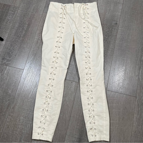 A.L.C. Women Kerrigan Lace-Up Skinny Pants Size 4 Ivoy - Picture 1 of 9